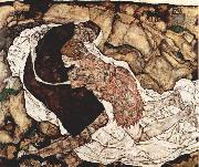 Egon Schiele Tod und Madchen painting